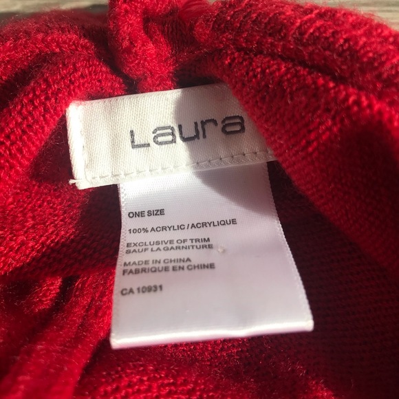 💚4 for $30💚 NWOT Laura Red Knitted Poncho / Cape - Picture 5 of 7